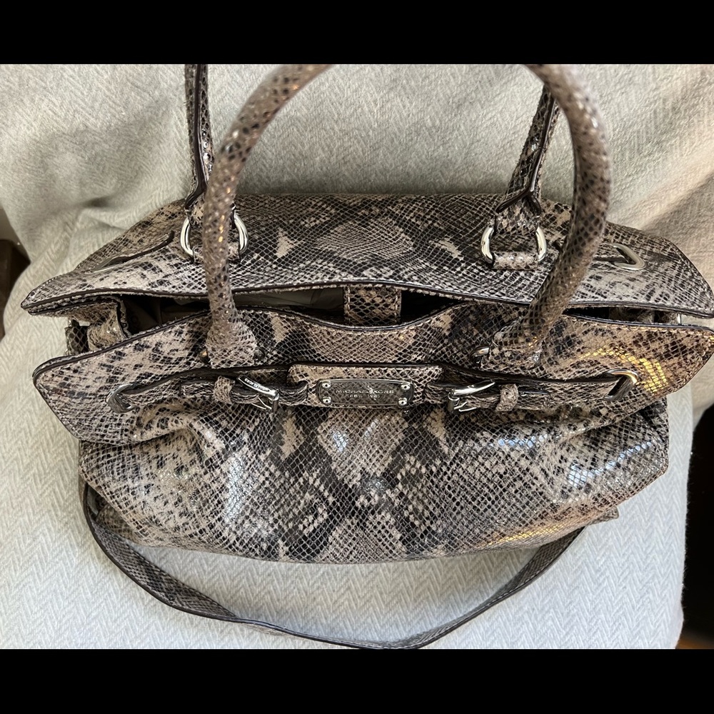 Michael Kors Shiny Embossed Reptile Print Satchel - Picture 6 of 16